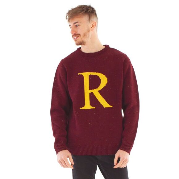 Harry Potter Mens Ron Weasley R Knitted Christmas Sweater / Red/Yellow - Picture 3 of 5